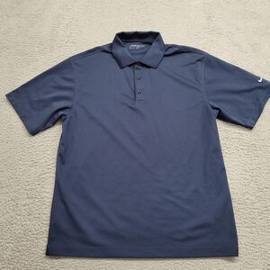 Nike Golf Shirt Mens Large Blue Polo Golf Short Sleeve Swoosh Logo‎ Dri-Fit